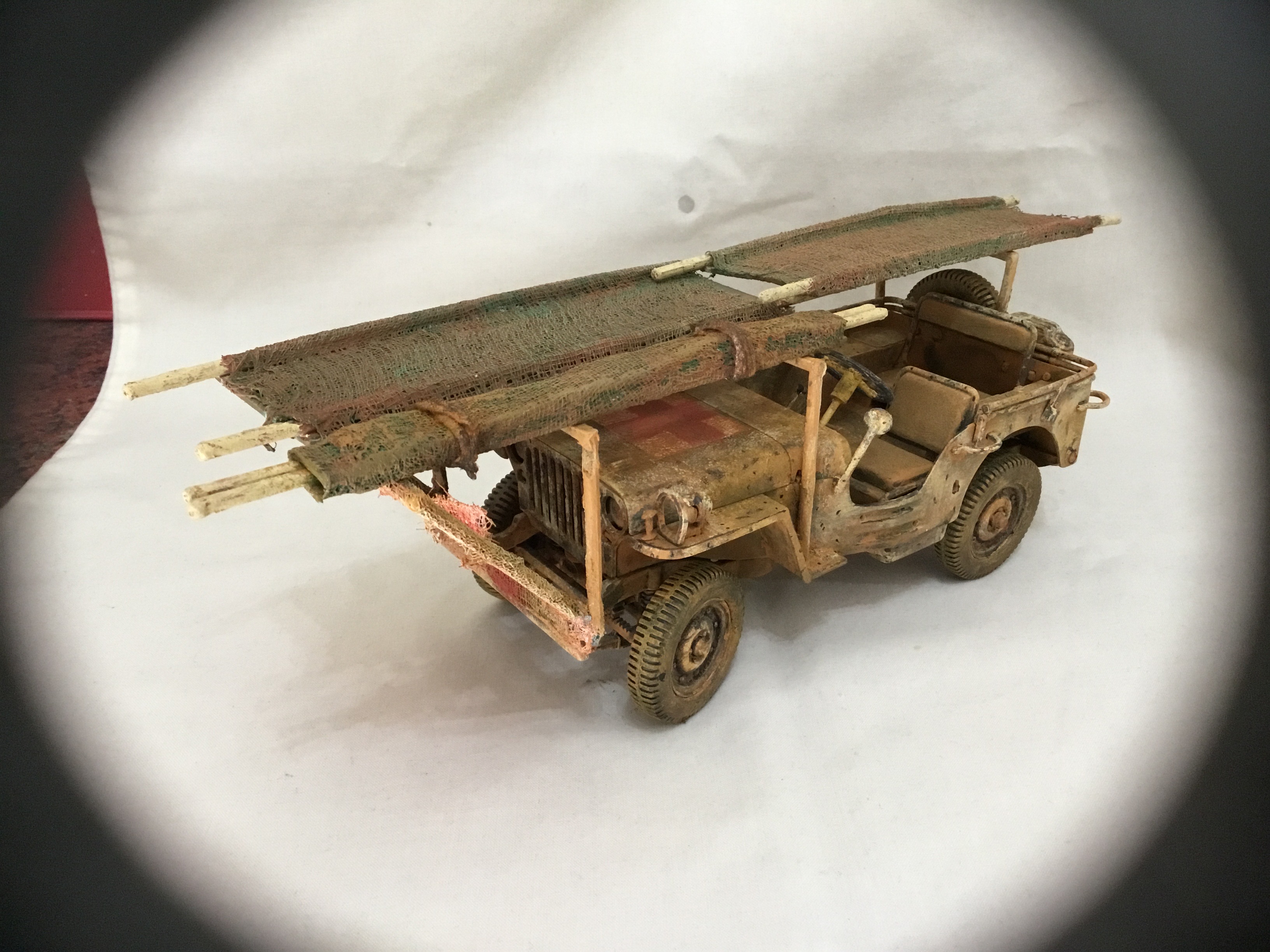 Improvised 1/18th Willys Jeep Ambulance.