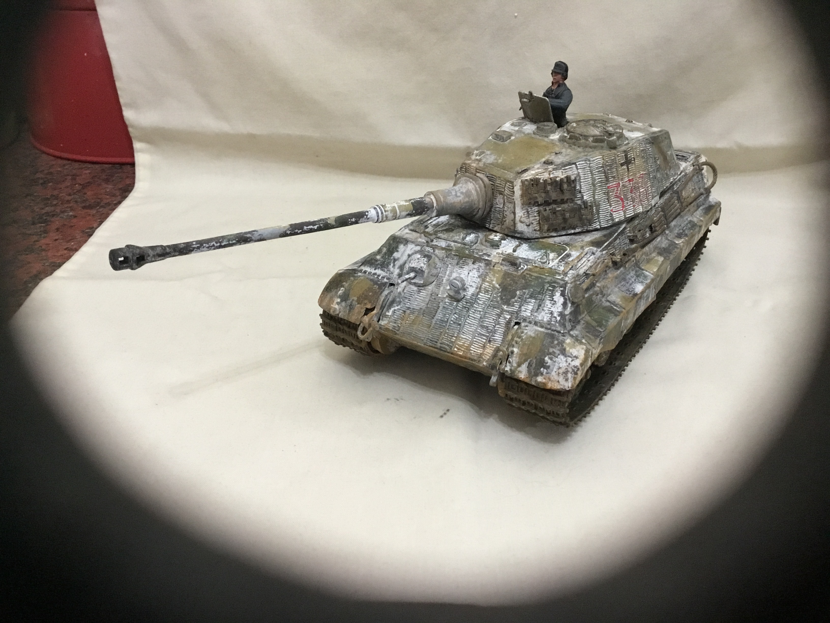 Large ‘Forces Of Valour’ King Tiger. Weathered in an almost disappeared winter camo.Soon to be put into a diorama I hope.